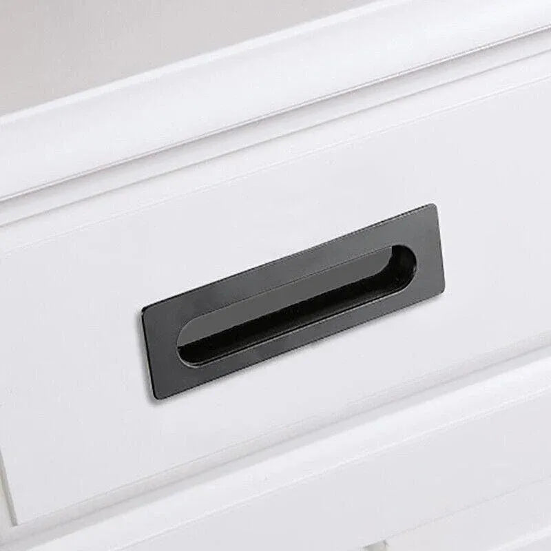 Matte Black Flush Pull Handle for Sliding Door Cabinet Drawer Kitchen Furniture - 128MM