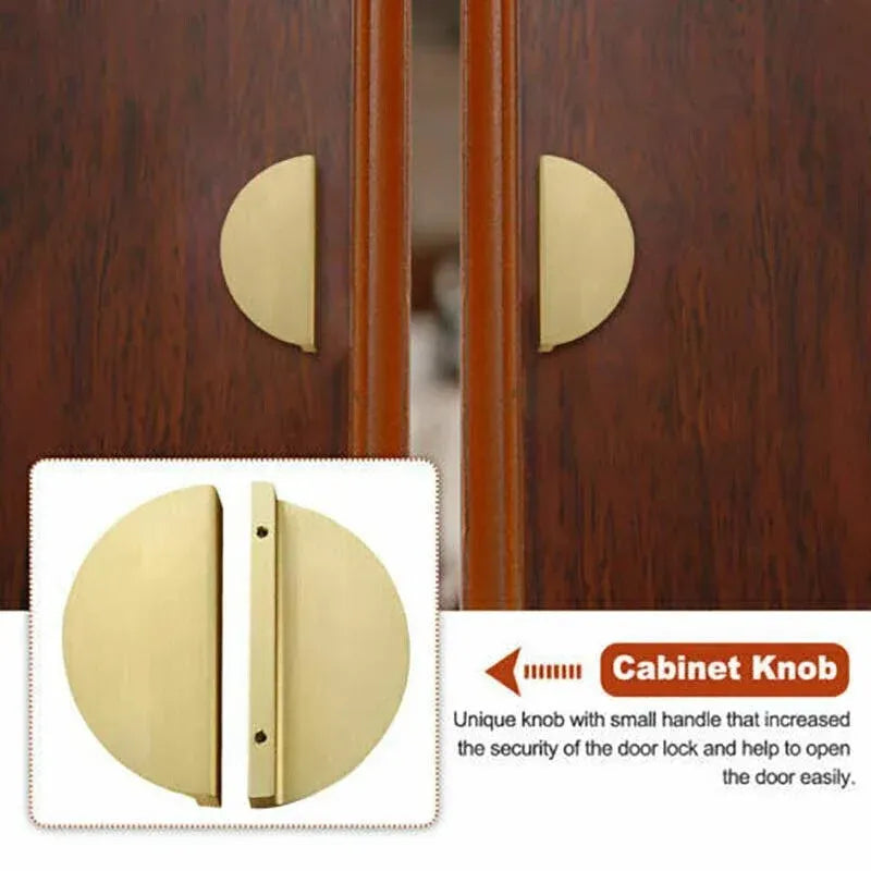 Door Pull With Screws Cupboard Handle Decor Home Semi Circle Cabinet Knob Diy - Copper