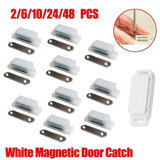 2/6/10/24/48Pcs White Magnetic Door Catch Cupboard Cabinet Wardrobe Drawer Latch - 2PCS