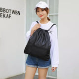 Backpack Sport Pack String Tote Gym Bag Cinch Sack School Drawstring Capacity - Black - 45-Degree Angle