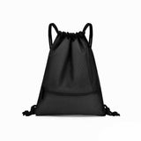 Backpack Sport Pack String Tote Gym Bag Cinch Sack School Drawstring Capacity - Black - Rear View