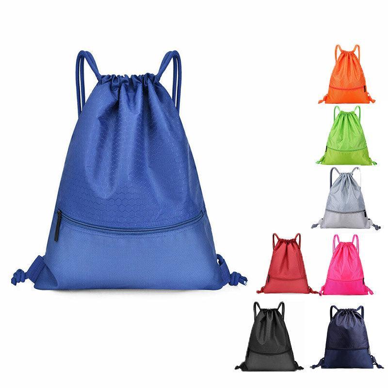Backpack Sport Pack String Tote Gym Bag Cinch Sack School Drawstring Capacity - Blue