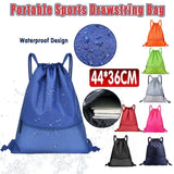 Backpack Sport Pack String Tote Gym Bag Cinch Sack School Drawstring Capacity - Dark Blue