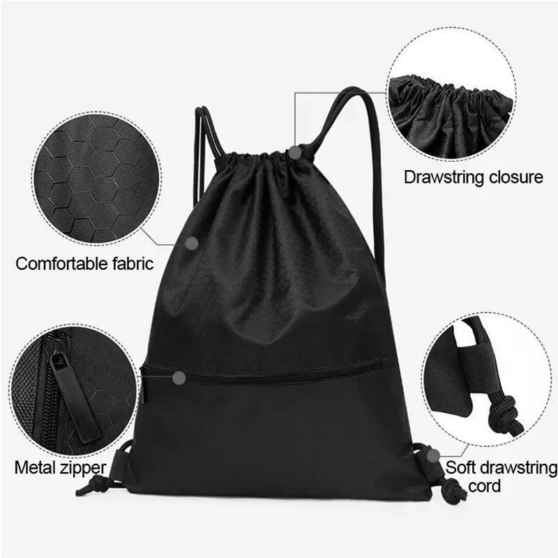 Backpack Sport Pack String Tote Gym Bag Cinch Sack School Drawstring Capacity - Grey