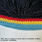 1-Piece Black Knitted Novelty Wig Hat