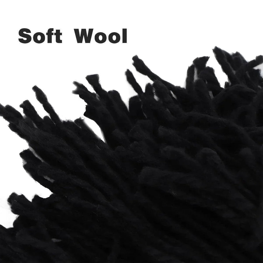 1-Piece Black Knitted Novelty Wig Hat