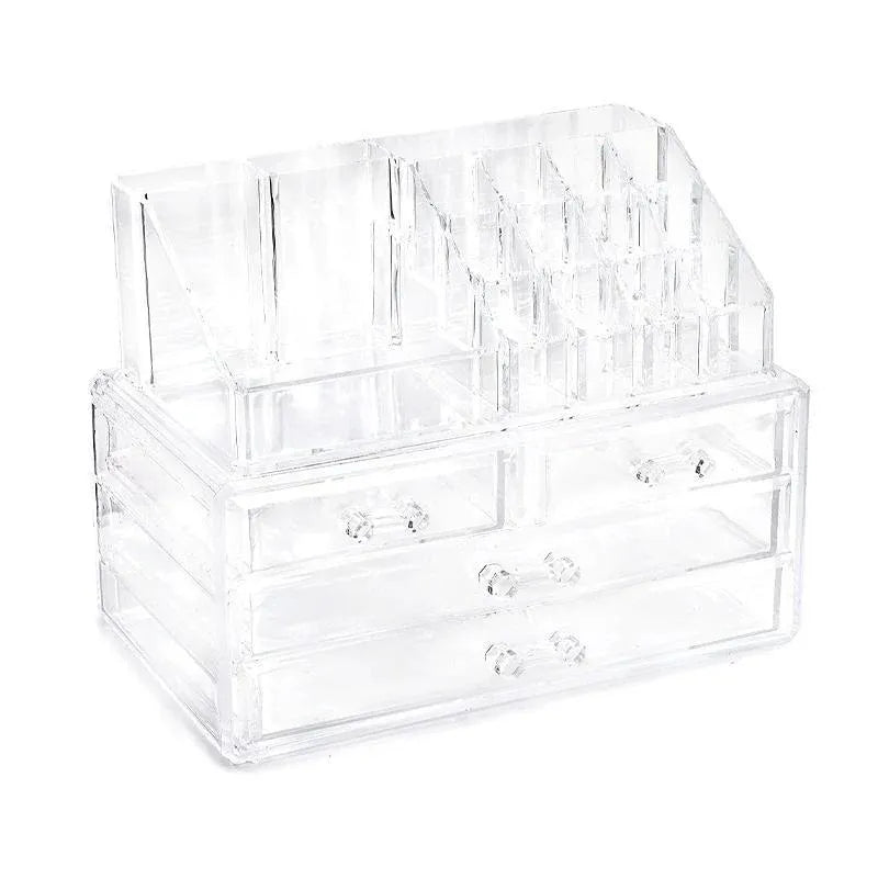 Holder Cosmetic Makeup Organiser 4 Drawer Storage Jewellery Box Clear Acrylic - Without Black Mesh Pad