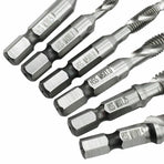 6X Hss Hex Shank Tap Drill Bits Metric Thread Screw Tapping Compound Set Tool