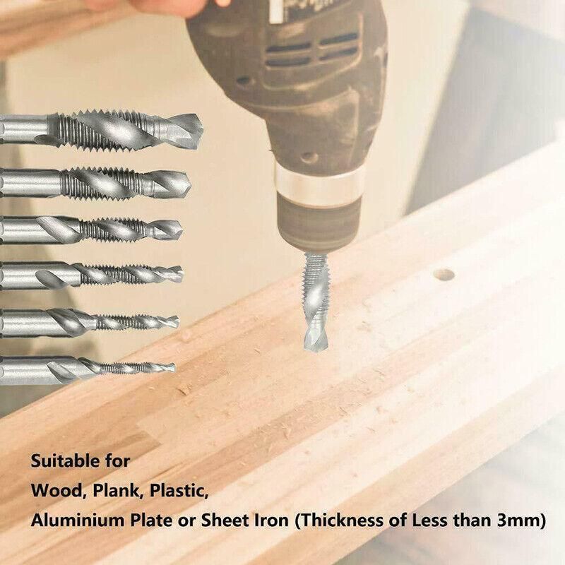 6X Hss Hex Shank Tap Drill Bits Metric Thread Screw Tapping Compound Set Tool