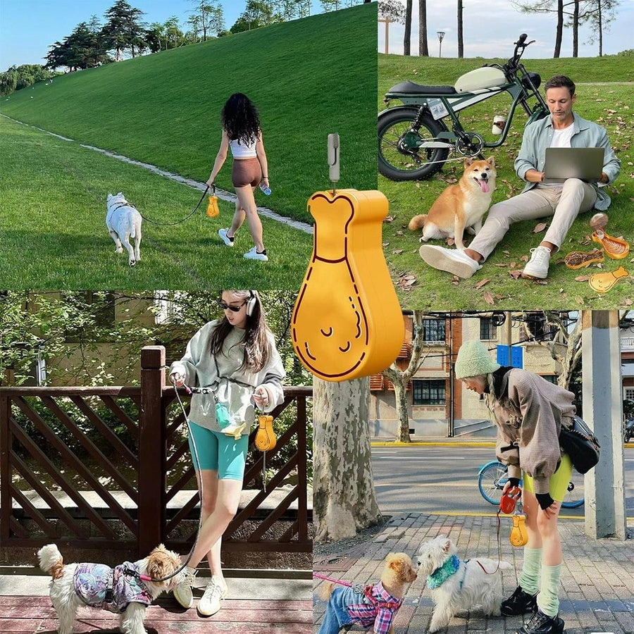 Portable Pet Water Bottle Outdoor Feeder Dual Purpose Drinking Travel Use - Orange