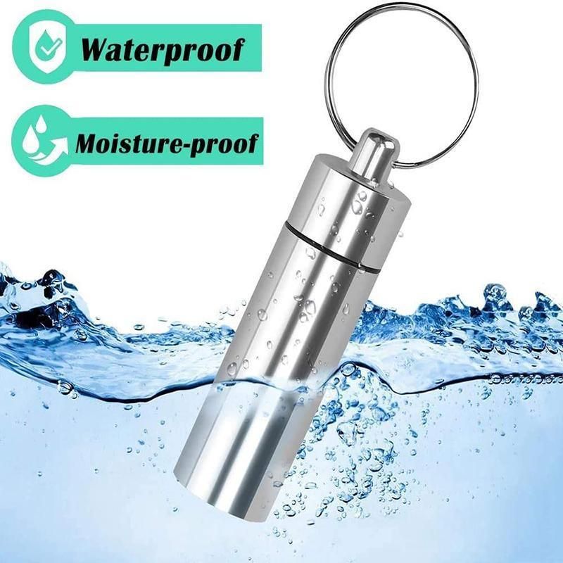 Aluminum Pill Box Case Bottle Cache Drug Holder Keychain Container Waterproof - Red