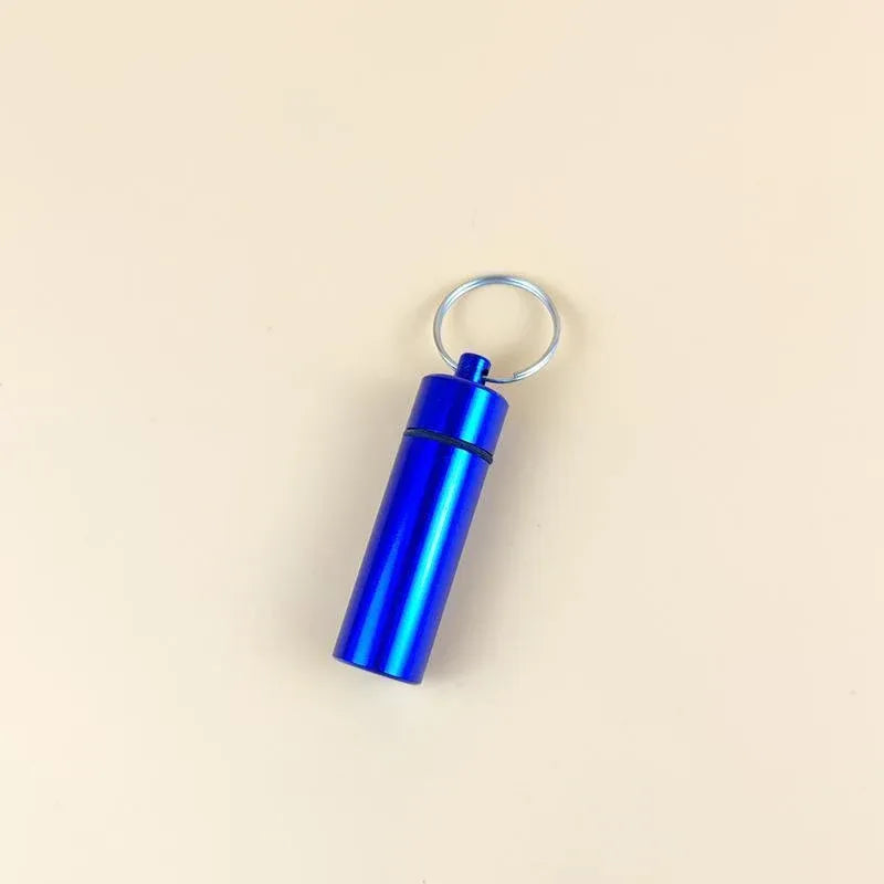 Aluminum Pill Box Case Bottle Cache Drug Holder Keychain Container Waterproof - Red