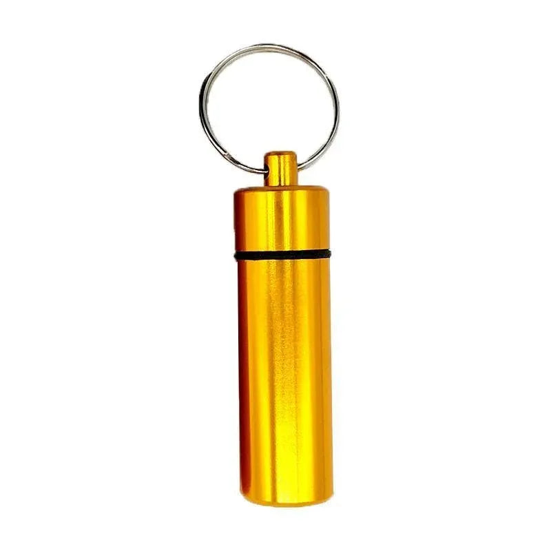 Aluminum Pill Box Case Bottle Cache Drug Holder Keychain Container Waterproof - Yellow