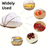 Bamboo Baskets Tray Anti Bug Food Fruit Storage Container with Mesh Cover - 45-Degree Angle