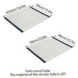 Multifunctional Stainless Steel Draining Rack Folding Sink Organizer for Kitchen - 580 x 400mm - Top-Down View