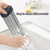Multifunctional Stainless Steel Draining Rack Folding Sink Organizer for Kitchen - 580 x 400mm - Rear View