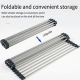Multifunctional Stainless Steel Draining Rack Folding Sink Organizer for Kitchen - 580 x 400mm - Low Angle