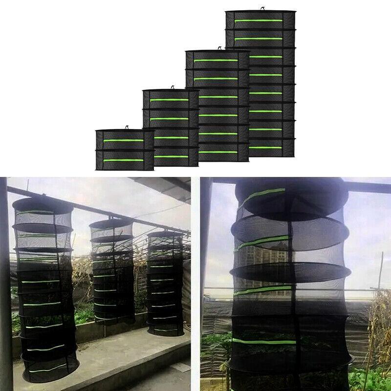 2-8 Tier Drying Net Large Shelf Hydroponic Hanging Grow Herb Plant Dry - 8 Layers