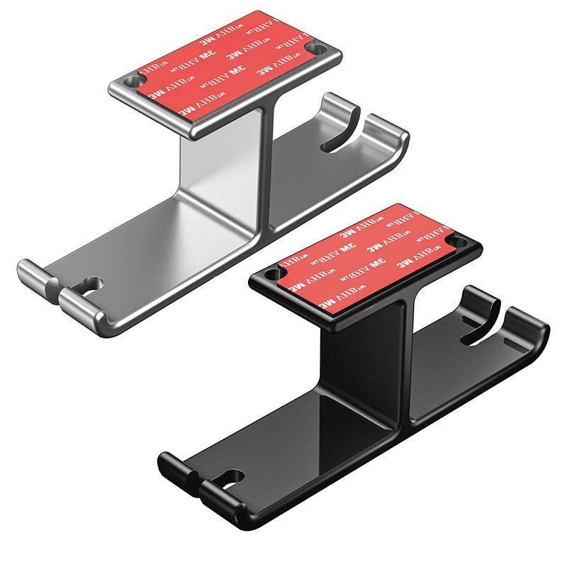 Universal Dj Headphone Pc Hanger Hook Tape Under Desk Dual Headset Mount Holder - Silver