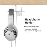 Universal Dj Headphone Pc Hanger Hook Tape Under Desk Dual Headset Mount Holder - Silver - Extra Image
