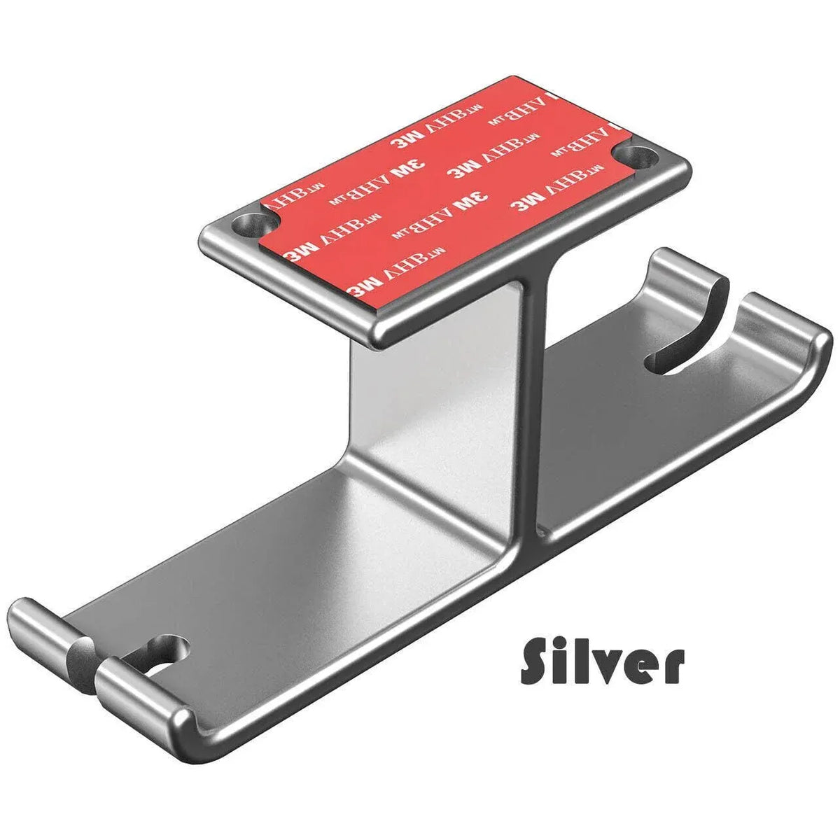 Universal Dj Headphone Pc Hanger Hook Tape Under Desk Dual Headset Mount Holder - Silver