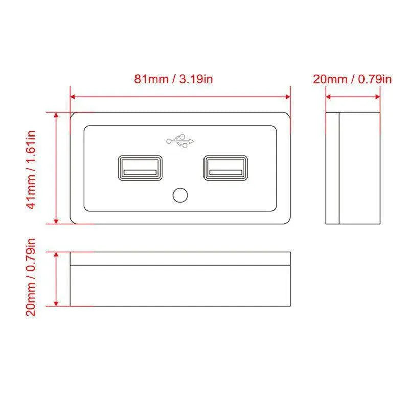 Dual USB Car Charger Socket Panel 5V 3.1A 12V 24V for Car RV Motorcycle