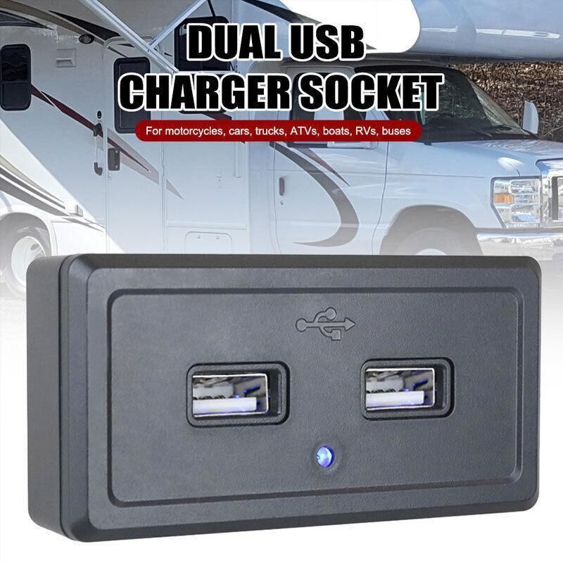 Dual USB Car Charger Socket Panel 5V 3.1A 12V 24V for Car RV Motorcycle
