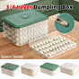 3/4 Layer Large Capacity Dumpling Box Sealed Fresh Wonton Storage Container - Green-3 Layer