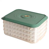 3/4 Layer Large Capacity Dumpling Box Sealed Fresh Wonton Storage Container - Green-3 Layer - Extra Image