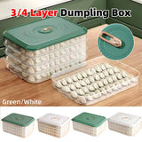 3/4 Layer Large Capacity Dumpling Box Sealed Fresh Wonton Storage Container - White-3 Layer