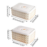 3/4 Layer Large Capacity Dumpling Box Sealed Fresh Wonton Storage Container - White-3 Layer - Side View