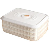 3/4 Layer Large Capacity Dumpling Box Sealed Fresh Wonton Storage Container - White-3 Layer - Rear View