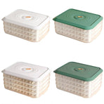 3/4 Layer Large Capacity Dumpling Box Sealed Fresh Wonton Storage Container - Green-4 Layer