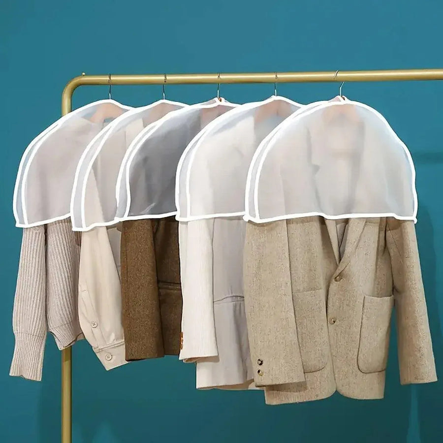 10pcs Dustproof Clothes Cover Transparent Hanging Wardrobe Storage Bag Set