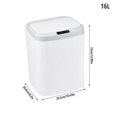 Sensor Trash Bin Touchless 16L White Automatic Motion Kitchen Rubbish Can - Side View