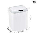 Sensor Trash Bin Touchless 16L White Automatic Motion Kitchen Rubbish Can - Side View