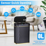 Sensor Trash Can 8L Narrow Black Smart Bin Touchless Bathroom Toilet Waste Bin - 45-Degree Angle