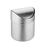 Stainless Steel Mini Desktop Wastebasket Organizer Compact Waste Bin for Office - Front View