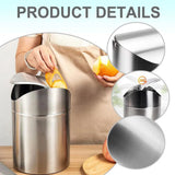 Stainless Steel Mini Desktop Wastebasket Organizer Compact Waste Bin for Office - Rear View