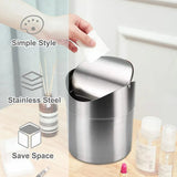 Stainless Steel Mini Desktop Wastebasket Organizer Compact Waste Bin for Office - Low Angle
