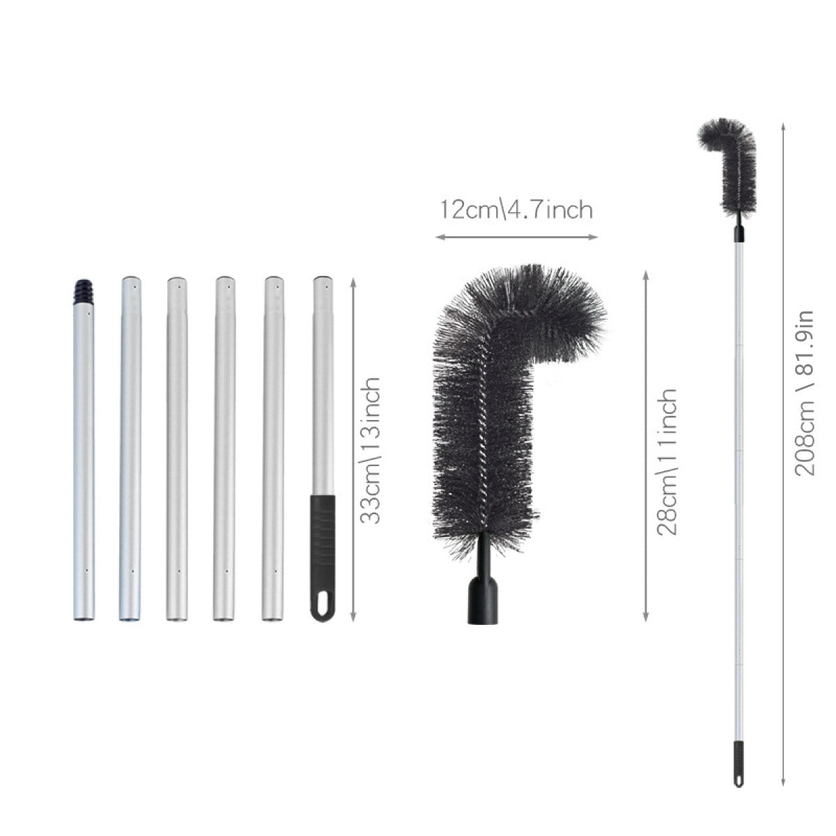 Gutter Cleaning Brush Roofing Tool with Pole 208cm for Long Splicing Gutter