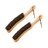 2PCS Wooden Handle Horsehair Clothes Brush Dust Remover Household Cleaning Brush - Front View