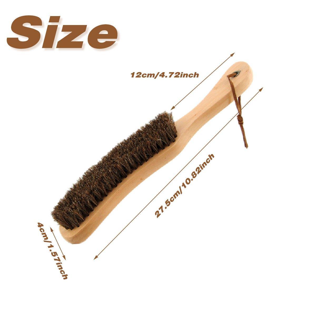 2PCS Wooden Handle Horsehair Clothes Brush Dust Remover Household Cleaning Brush