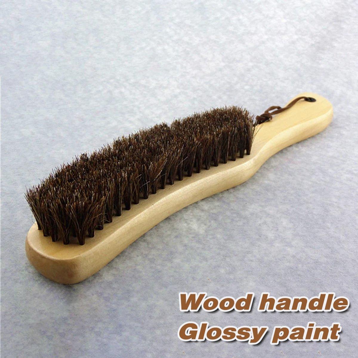 2PCS Wooden Handle Horsehair Clothes Brush Dust Remover Household Cleaning Brush
