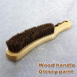 2PCS Wooden Handle Horsehair Clothes Brush Dust Remover Household Cleaning Brush - Top-Down View