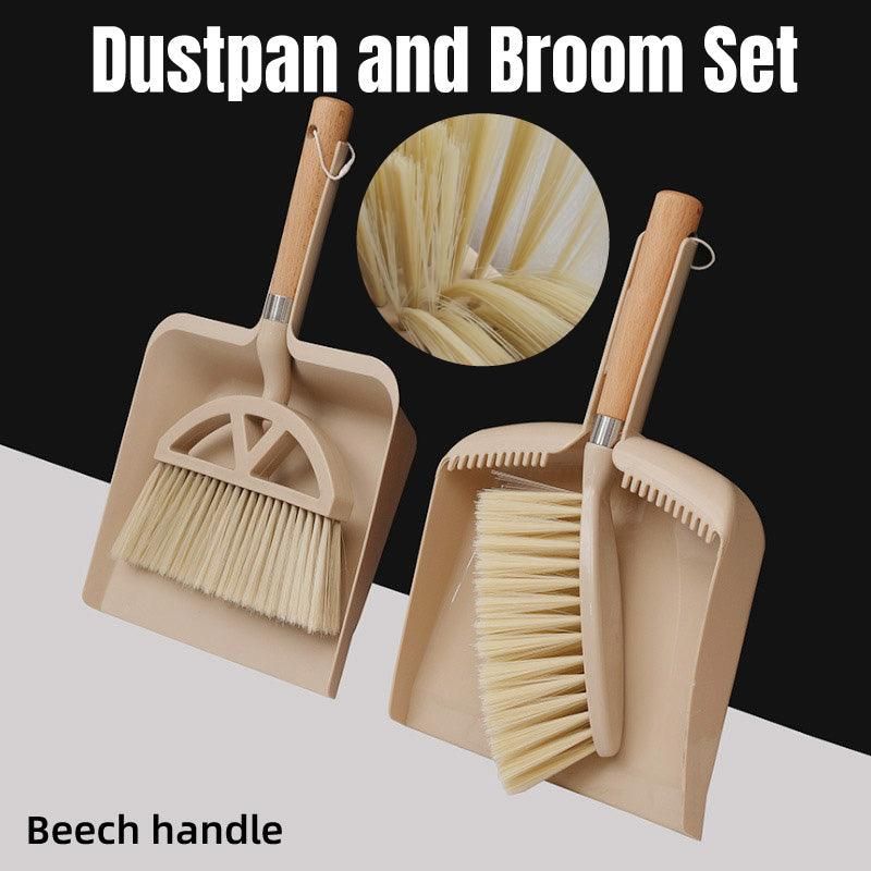 Wooden Handle Mini Brush and Dustpan Set for Desktop Cleanup Small Sweeper Set - B39