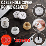 10 PCS 20mm Desk Cord Grommet, Flexible Silicone Cable Hole Cover Round Gasket - White