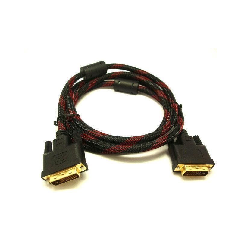 DVI Braided Cable Male DVI-D for LCD Monitor Computer PC Projector DVD Cord Lead - 5M