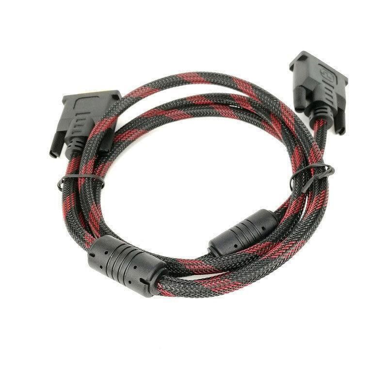 DVI Braided Cable Male DVI-D for LCD Monitor Computer PC Projector DVD Cord Lead - 5M