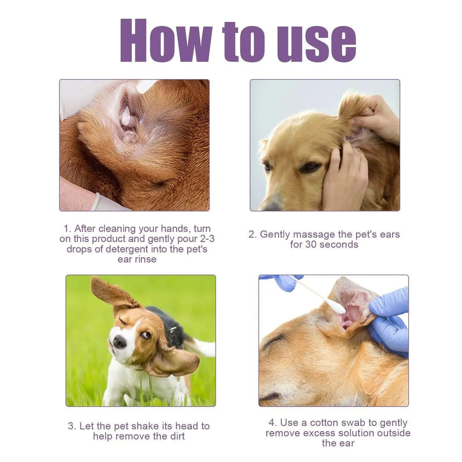 Pet Ear Cleaner Drops for Dogs and Cats Clears Earwax and Eliminates Odors